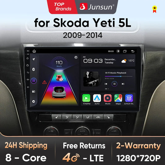 Junsun V1 Plus Car Radio For SKODA Yeti 5L 2009 - 2014 wireless CarPlay Android Auto car intelligent systems No 2 din 2din DVD