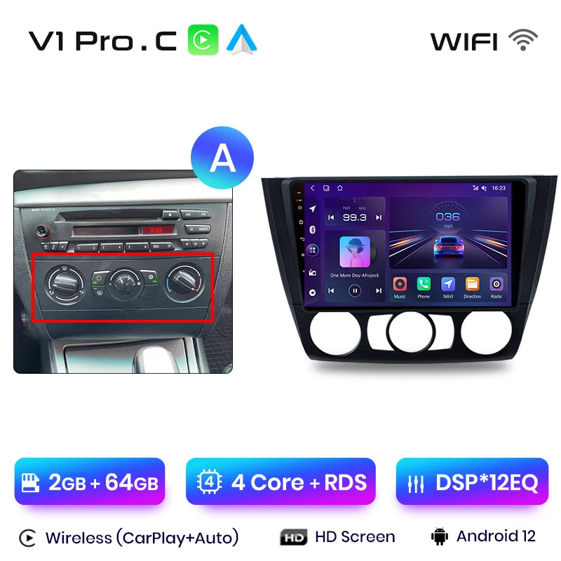 Junsun V1 AI Voice Wireless CarPlay Android Auto Radio For BMW 1-Series 1 Series E87 E81 E82 E88 2004-2011 4G Car Multimedia GPS