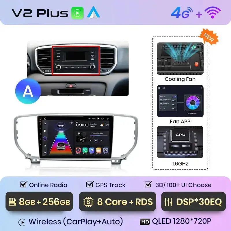 Junsun V1pro AI Voice Car Radio Android Auto Multimedia Player For Kia Sportage 4 QL 2018-2021 Carplay 4G DSP 2din GPS autoradio - Junsun Official Store
