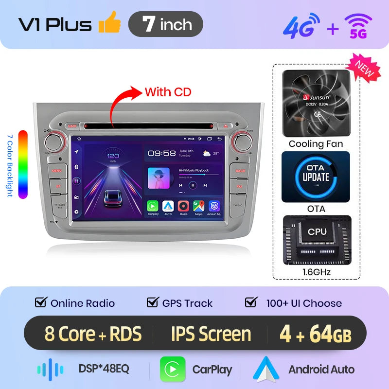 Junsun Wireless CarPlay Car Radio For Alfa Romeo Mito 2008 2009 2010-2012 Android Multimedia