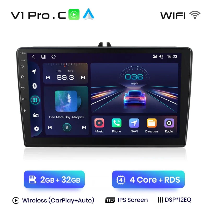 Junsun Wireless CarPlay Android Auto Radio For VW Tiguan Touran Caddy Passat Seat 2009 Car Intelligent Systems RDS BT WiFi 2 din