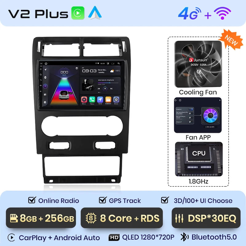 Junsun V1 Plus Car Radio For Ford Mondeo 3 2004 - 2007 wireless CarPlay Android Auto car intelligent systems No 2 din 2din DVD