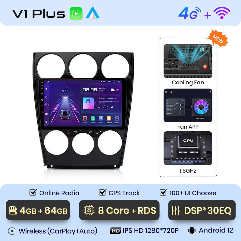 Junsun V1pro AI Voice Android Auto Radio for Mazda 6 2004-2015 Carplay 4G Car Multimedia GPS 2din autoradio
