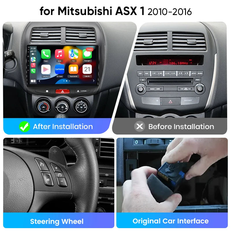 Junsun eSIM Android 14 Wireless CarPlay Android Auto Radio For Mitsubishi ASX 1 2010-2016 Autoradio Stereo auto accessories