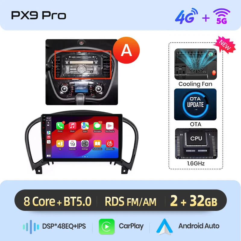 AWESAFE PX9 Car Radio Autoradio for Nissan Juke YF15 2010-2014 Wireless Carplay Screen Android Auto Stereo GPS Navi FM RDS BT - Junsun Official Store