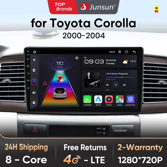 Junsun V1pro AI Voice Android Auto Radio For Toyota Corolla E130 E120 2000-2004 Carplay 4G Car Multimedia GPS 2din autoradio