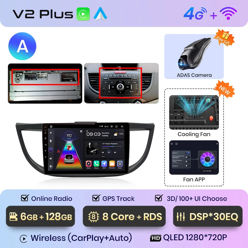 Junsun V1pro AI Voice 2 din Android Auto Radio For Honda CRV CR-V 2012-2016 Carplay Car Multimedia GPS 2din autoradio