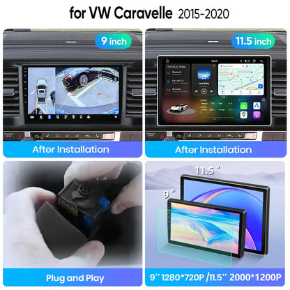 Junsun Wireless CarPlay Car Radio For VW Transporter Caravelle T6 MULTIVAN 2015 -2020 Android Multimedia