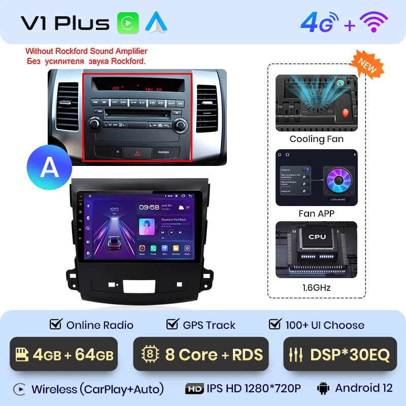 Junsun V1pro 2 din Android Auto Radio For Mitsubishi Outlander xl 2 2005-2011 Citroen C-Crosser Carplay Car Multimedia autoradio - Junsun Official Store
