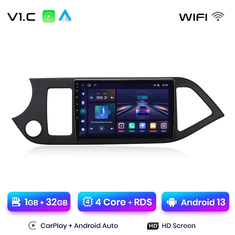 Radio Junsun para KIA Morning Picanto 2011-2016 con CarPlay inalámbrico, Android Auto, sistema inteligente para coche, 2 DIN, DVD. 