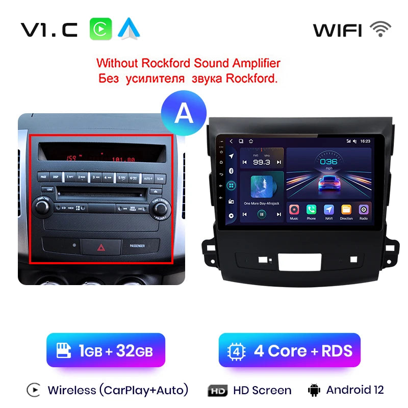 Junsun V1pro 2 din Android Auto Radio For Mitsubishi Outlander xl 2 2005-2011 Citroen C-Crosser Carplay Car Multimedia autoradio