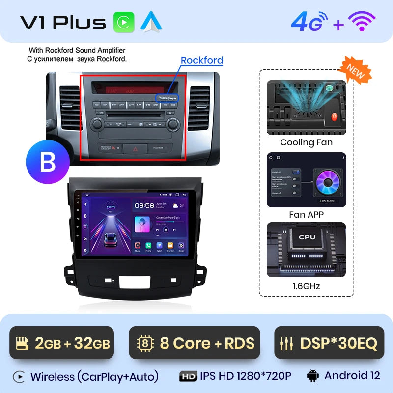 Junsun V1pro 2 din Android Auto Radio For Mitsubishi Outlander xl 2 2005-2011 Citroen C-Crosser Carplay Car Multimedia autoradio - Junsun Official Store