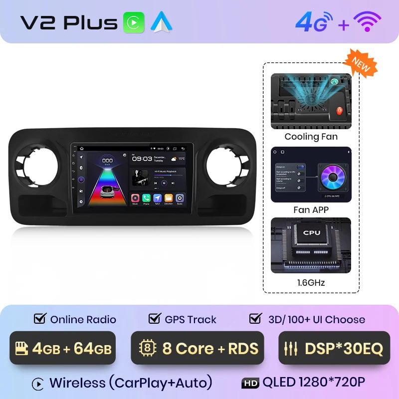 Junsun V1pro AI Voice 2 DIN Android Auto Radio para Mercedes-Benz Sprinter 2018-2022 Carplay Car Multimedia GPS 2 DIN Autoradio 