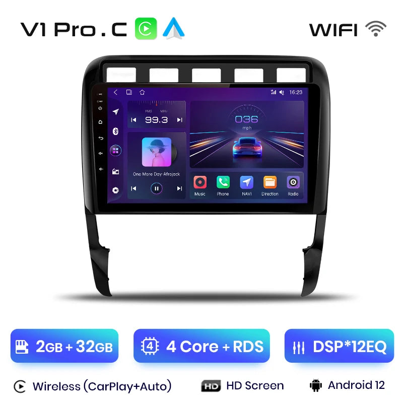Junsun V1 AI Voice Wireless CarPlay Android Auto Radio For Porsche Cayenne 1 9PA 2002-2010 4G Car Multimedia GPS 2din autoradio