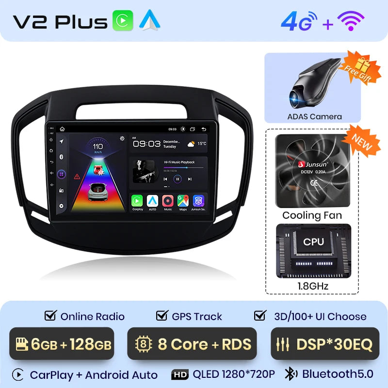 Junsun V1 Plus Car Radio For Opel Insignia 2013 - 2017 wireless CarPlay Android Auto car intelligent systems No 2 din 2din DVD