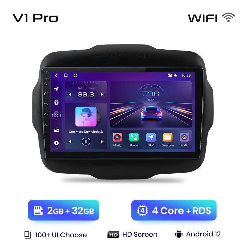 Junsun V1 AI Voice - Radio inalámbrica CarPlay Android para Jeep Renegade 2016-2020, 4G, GPS, 2DIN 