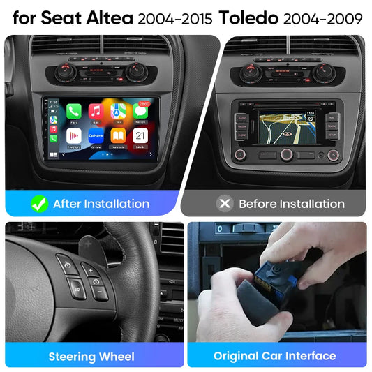 Junsun eSIM Android 14 Wireless CarPlay Android Auto Radio For Seat Altea 2004-2015 Toledo 2004-2009 auto accessories