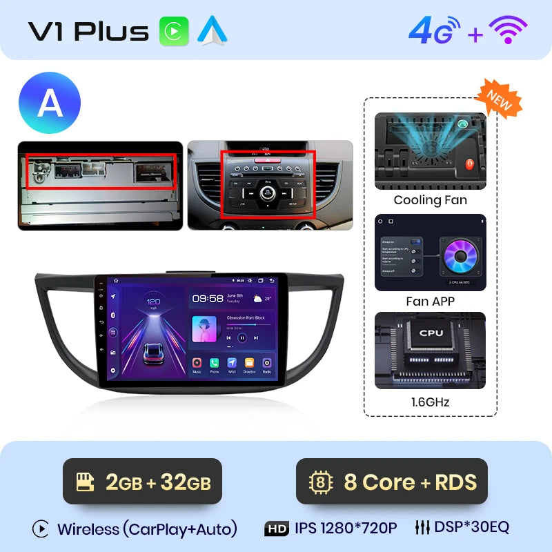 Junsun V1pro AI Voice 2 din Android Auto Radio For Honda CRV CR-V 2012-2016 Carplay Car Multimedia GPS 2din autoradio