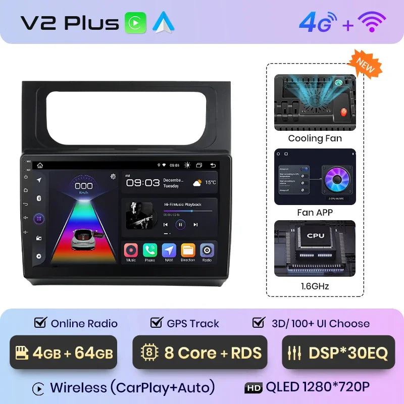 Junsun Wireless CarPlay Android Auto Radio For VOLKSWAGEN TOURAN 2011 2012 2013 -2015 Car Intelligent Systems RDS BT WiFi 2 din