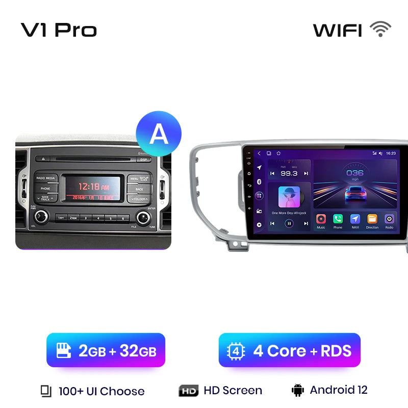 Junsun V1 AI Voice Wireless CarPlay Android Auto Radio For Kia Sportage 4 QL 2016 - 2018 4G Car Multimedia GPS 2din autoradio