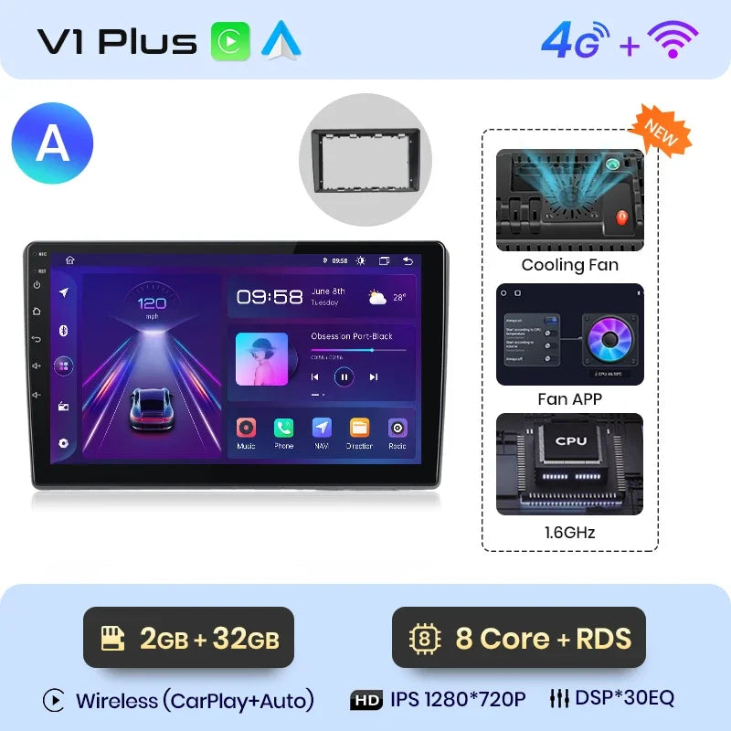 Junsun Wireless CarPlay Android Auto Car Radio Multimedia For VW Passat B5 B6 2004-2010  GPS Intelligent Systems Smart Autoradio