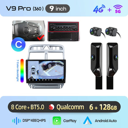 Junsun Wireless CarPlay Car Radio For Peugeot 307 307CC 307SW 2002 2003-2013 Android Multimedia