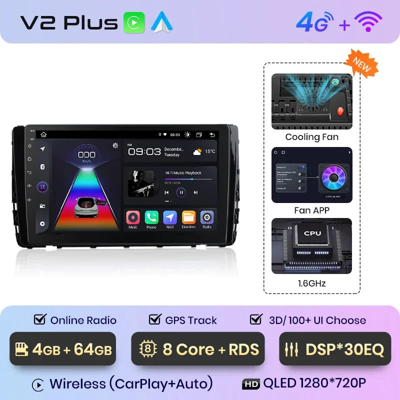 Junsun Wireless CarPlay Android Auto Radio For VW VILORAN SAGITAR TAYRON T-ROC 2021 Car Intelligent Systems RDS BT WiFi 2 din