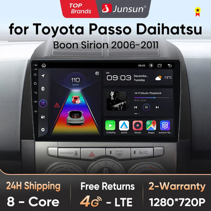 Junsun Wireless CarPlay Android Auto Radio For Toyota Passso 2006 2007 2008 2009-2011 Car Intelligent Systems RDS BT WiFi 2 din