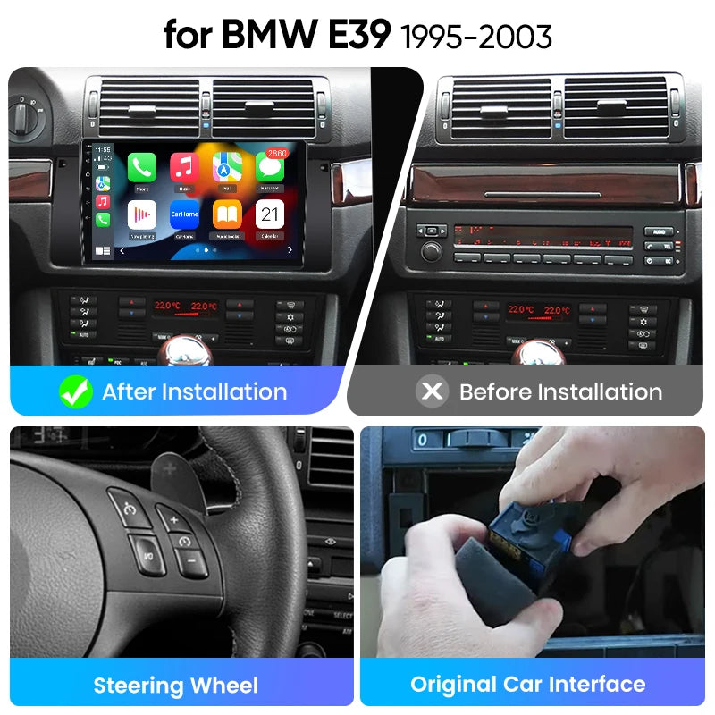 Junsun eSIM Wirless CarPlay Android Auto Car Radio For BMW E39 1995 1996 1997 1998 2000-2003 DSP RDS 4G GPS auto accessories