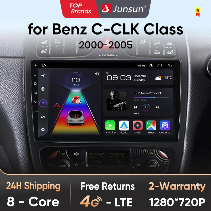 Junsun CarPlay Android Auto Car Radio for Mercedes Benz C Class CLK Class W203 W209 S203 A209 2000-2005 Intelligent Systems Auto - Junsun Official Store