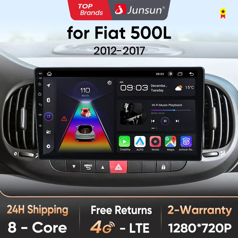 Junsun V1pro AI Voice 2 din Android Auto Radio For Fiat 500L 2012-2017 Carplay 4G Car Multimedia GPS 2din autoradio