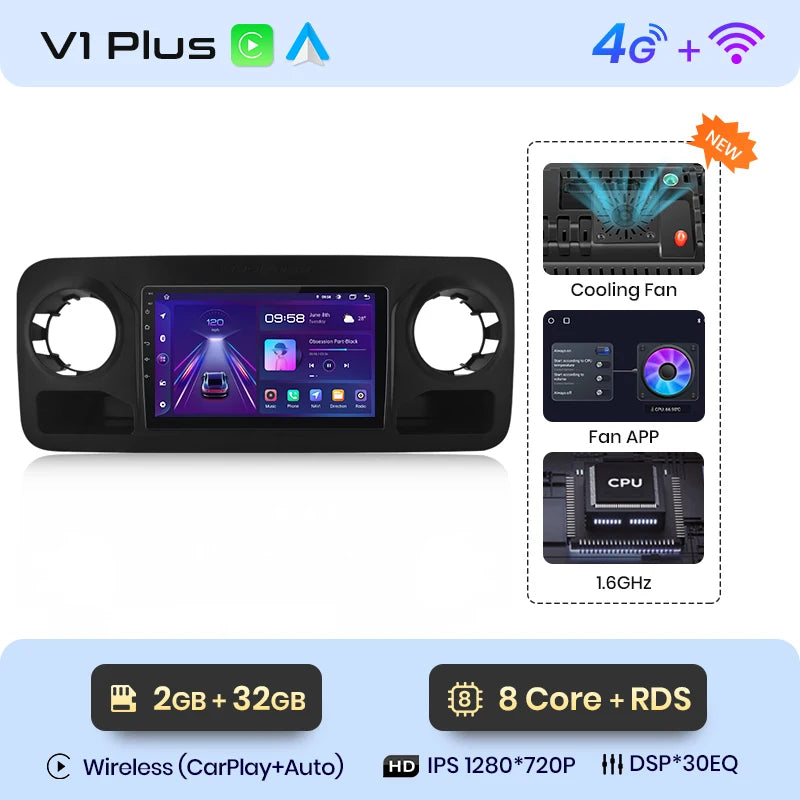 Junsun V1pro AI Voice 2 din Android Auto Radio For Mercedes-Benz Sprinter 2018-2022 Carplay Car Multimedia GPS 2din autoradio