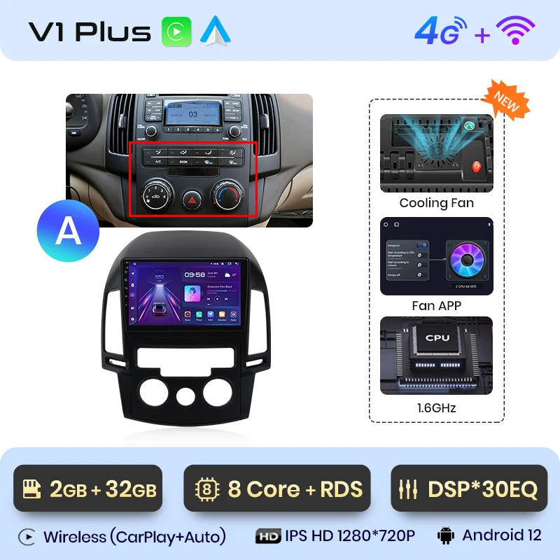 Junsun V1 AI Voice Wireless CarPlay Android Auto Radio For Hyundai I30 2006-2011 4G Car Multimedia GPS 2din autoradio