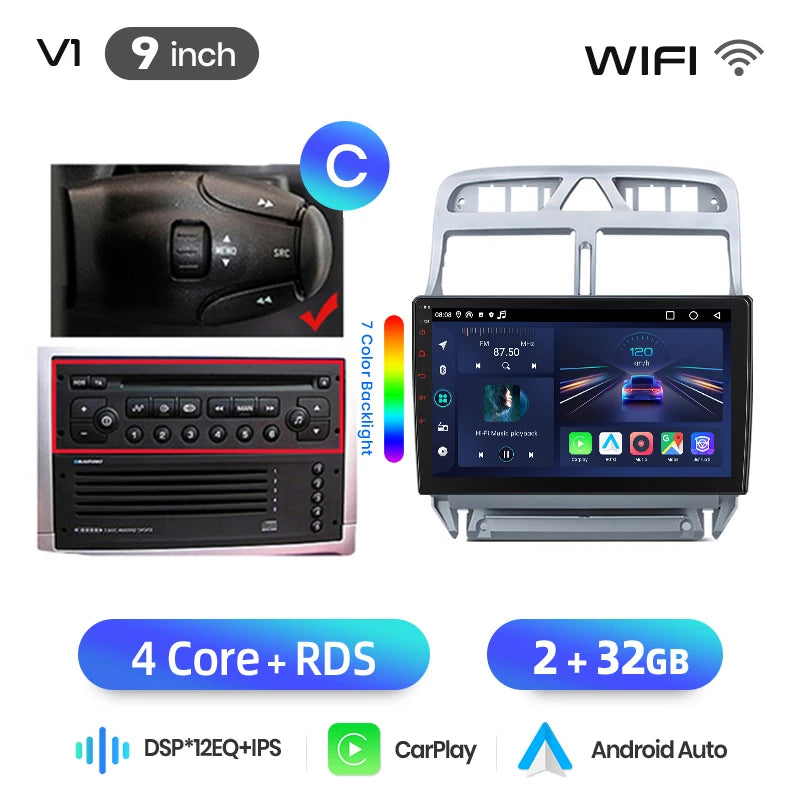 Junsun Wireless CarPlay Car Radio For Peugeot 307 307CC 307SW 2002 2003-2013 Android Multimedia