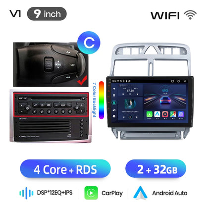 Junsun Wireless CarPlay Car Radio For Peugeot 307 307CC 307SW 2002 2003-2013 Android Multimedia