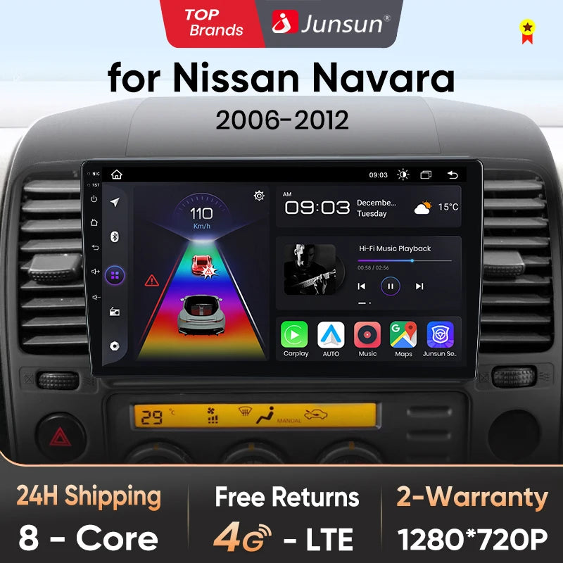 Junsun V1pro AI Stimme 2 din Android Auto Radio Für Nissan NAVARA 2006-2012 Carplay 4G Auto Multimedia GPS 2din autoradio 