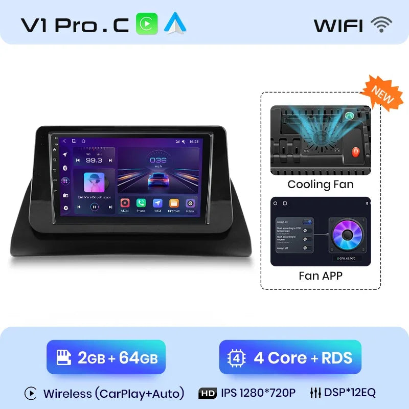 Junsun Wireless CarPlay Android Auto Car Radio For Renault Kangoo 2008 2009 2010 2011 2012-2018 Intelligent Systems Multimedia