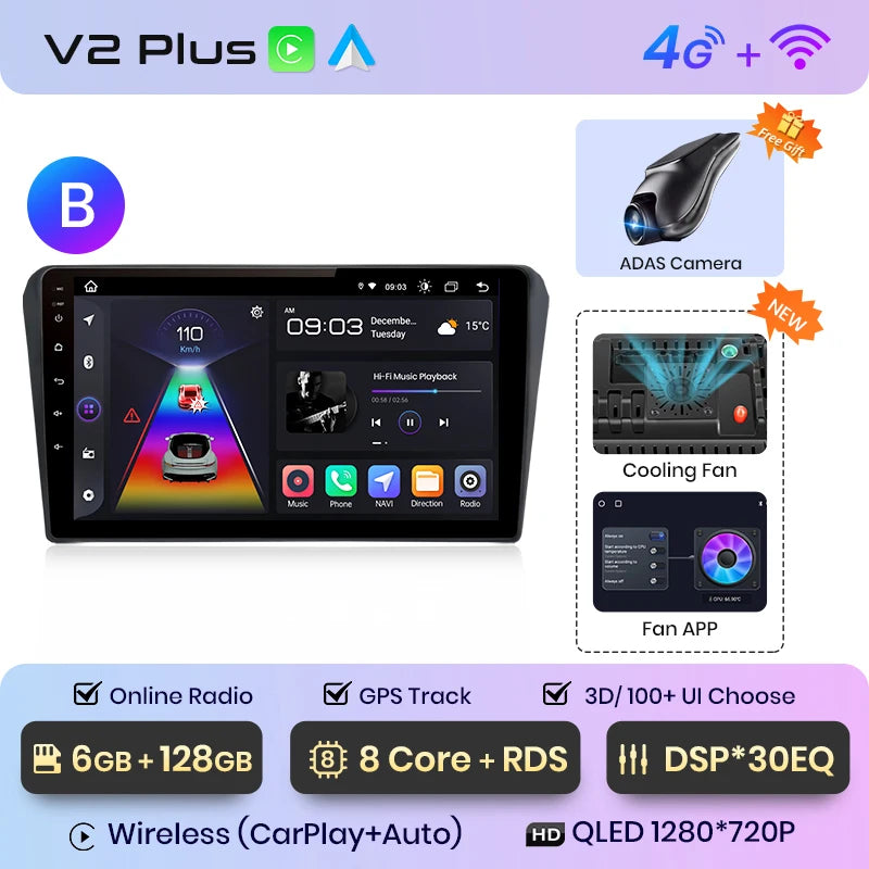 Junsun V1pro AI Voice 2 din Android Auto Radio For Toyota Avensis T25 2002 - 2008  Carplay Car Multimedia GPS 2din autoradio
