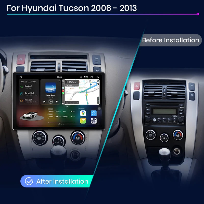 Junsun V3 Plus 2K Android 13 CarPlay inalámbrico Android Auto Sistemas inteligentes para Hyundai Tucson 2006-2013 7870 Autoradio 