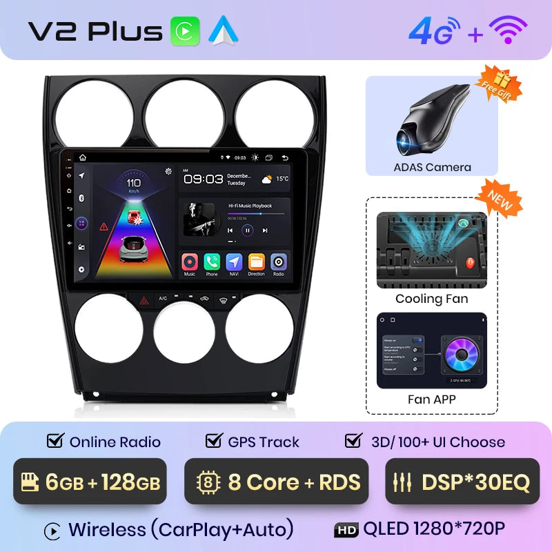 Junsun V1pro AI Voice Android Auto Radio for Mazda 6 2004-2015 Carplay 4G Car Multimedia GPS 2din autoradio