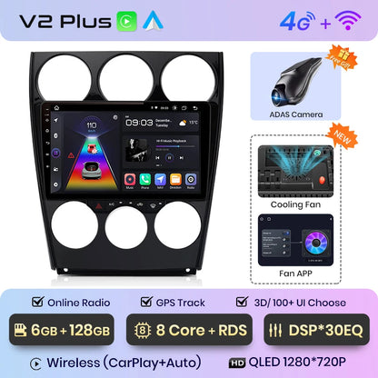 Junsun V1pro AI Voice Android Auto Radio for Mazda 6 2004-2015 Carplay 4G Car Multimedia GPS 2din autoradio