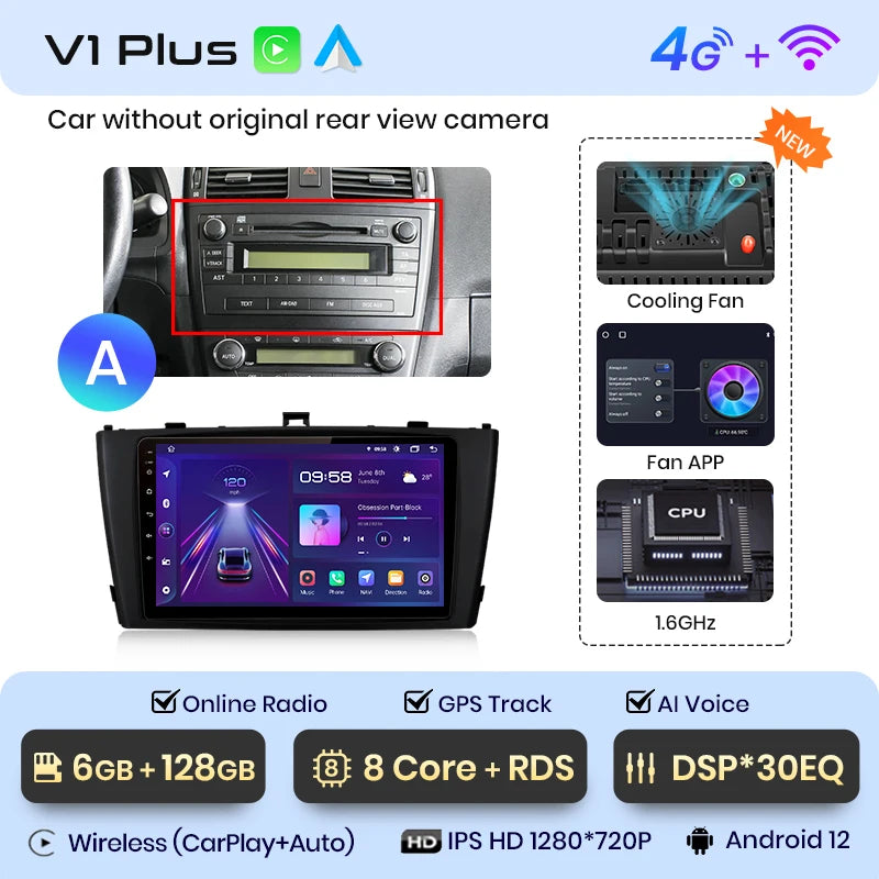 Junsun V1pro AI Voice 2 din Android Auto Radio For Toyota Avensis T27 2008-2015 Carplay 4G Car Multimedia GPS 2din autoradio