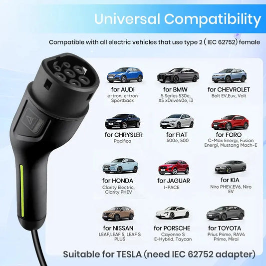 Junsun Portable EV Charger 3 6KW 7KW 11KW 22KW IP65 Waterproof Type 2 Charging Cable 6 8 10 13 16 20 24 32A Adjustable Current Scheduled Charging Delay Timer Touch Button Control 2 Year Warranty for EU Stock Electric Car - Junsun Official Store