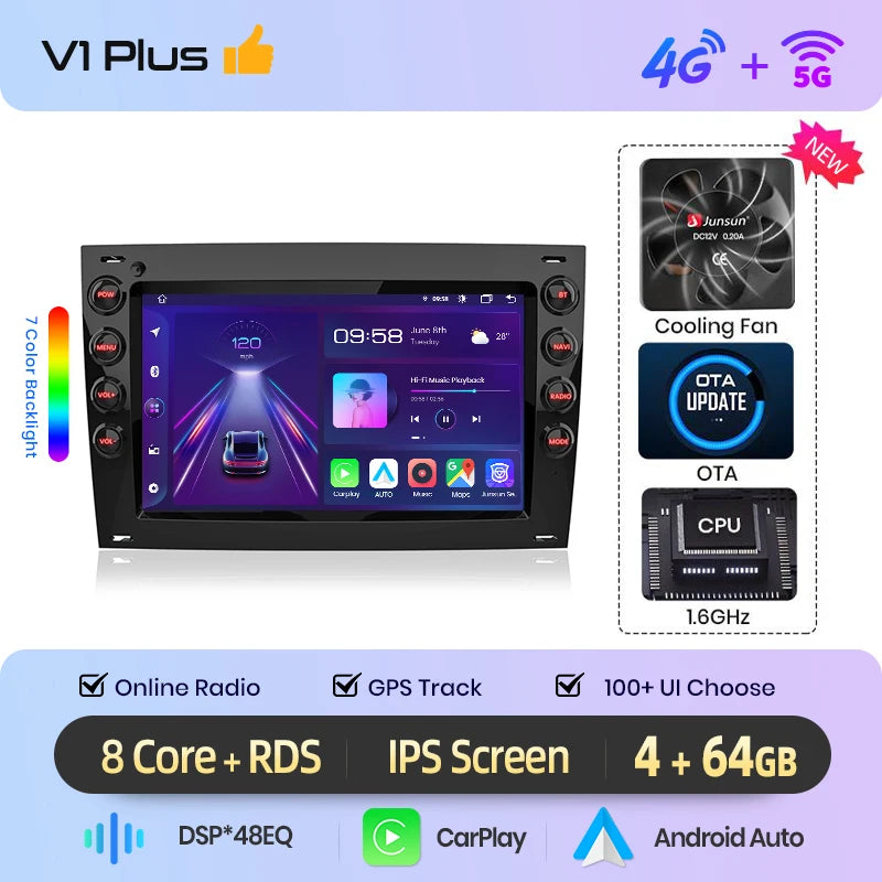 Junsun Wireless CarPlay Car Radio For Renault Megane 2 2003 2004 2005-2009 Android Multimedia