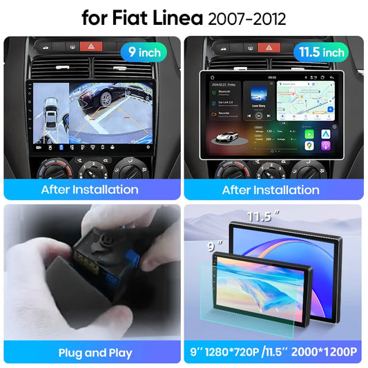 Junsun Wireless CarPlay Car Radio For Fiat Linea 2007 2008 2009 2010-2012 Android Multimedia