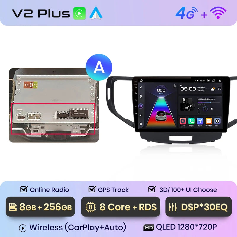 Junsun V1 AI Voice Wireless CarPlay Android Auto Radio For Honda Accord 8 2008-2012 4G Car Multimedia GPS 2din autoradio
