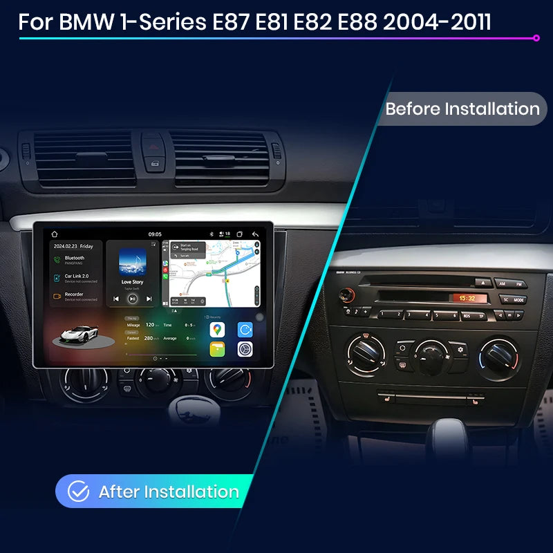 Junsun V3 Plus 2K Wireless CarPlay Android Auto Car Intelligent Systems for BMW 1-Series E87 E81 E82 E88 2004-2011 Autoradio
