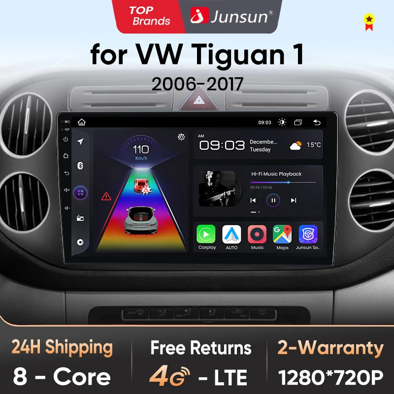 Junsun V1pro AI Voice 2 din Android Auto Radio For VW Volkswagen Tiguan 1 NF 2006-2016 Carplay Car Multimedia GPS 2din autoradio - Junsun Official Store