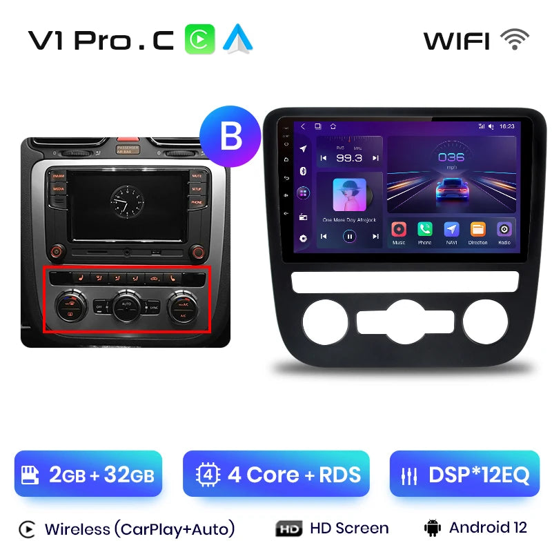 Junsun V1pro AI Voice 2 din Android Auto Radio For VW Volkswagen Scirocco 2008-2013 Carplay 4G Car Multimedia GPS 2din autoradio