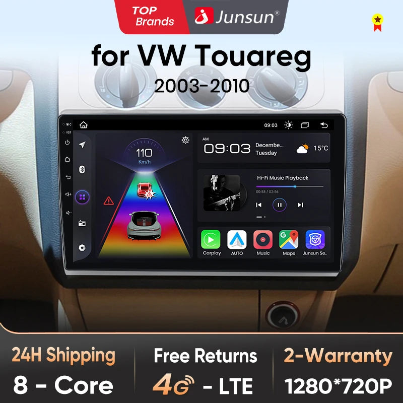 Junsun Wireless CarPlay Android Auto Radio For Volkswagen TOUAREG 2003 2004 2005-2010 Car Intelligent Systems RDS BT WiFi 2 din - Junsun Official Store